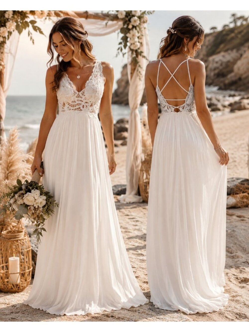 Fashion Nova White Crochet Lace Maxi Dress M Boho Bridal Beach Wedding